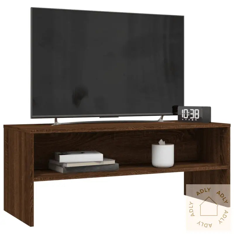 Tv-Benk Brun Eik 100X40X40 Cm Konstruert Tre