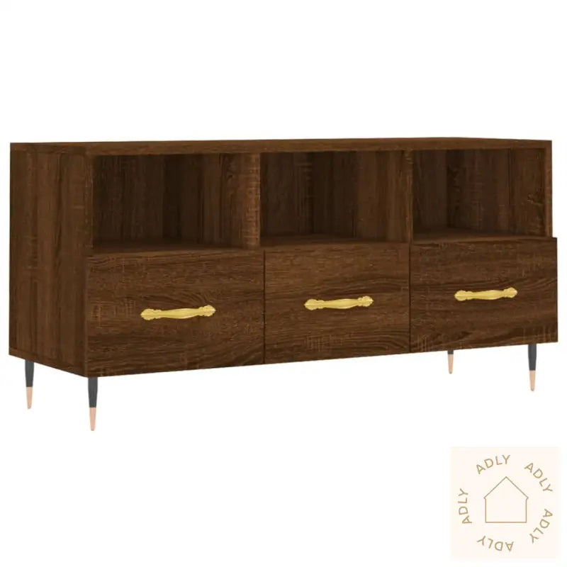 Tv-Benk Brun Eik 102X36X50 Cm Konstruert Tre