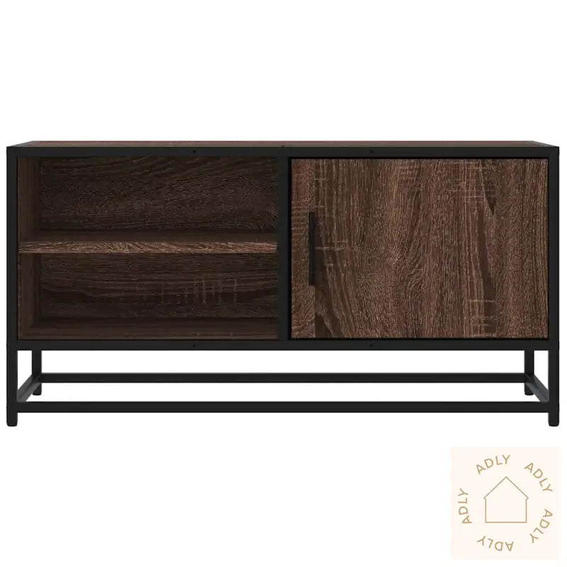 Tv-Benk Brun Eik 80X34,5X40 Cm Konstruert Tre Og Metall