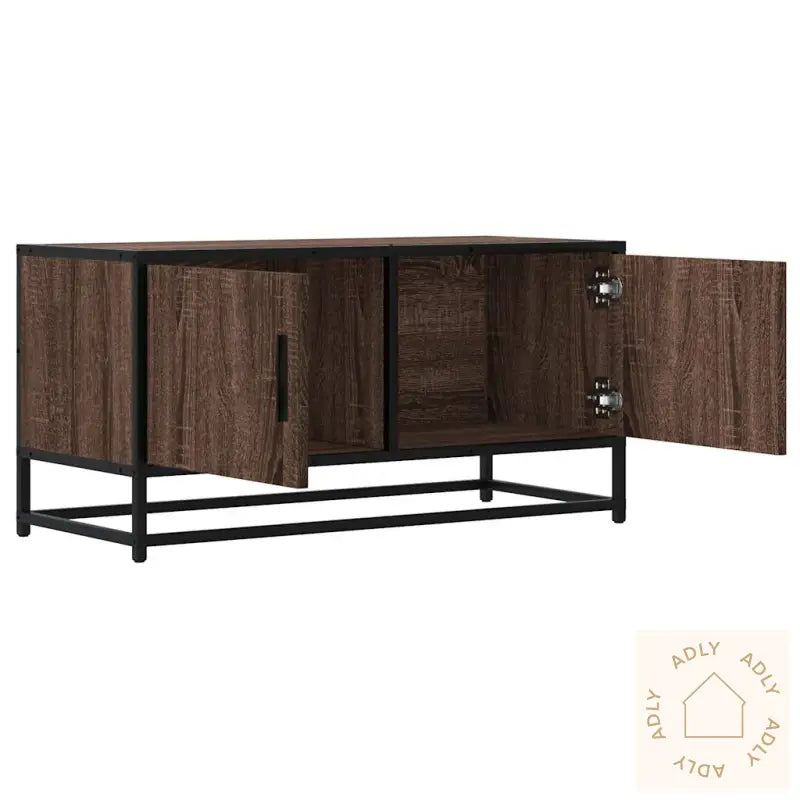 Tv-Benk Brun Eik 80X34,5X40 Cm Konstruert Tre Og Metall