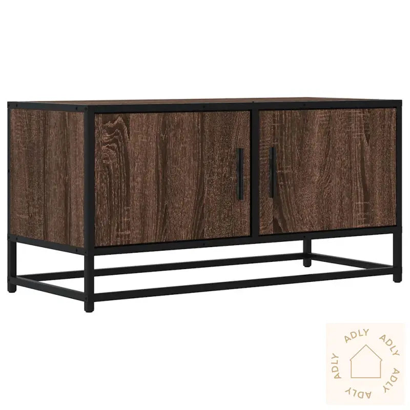 Tv-Benk Brun Eik 80X34,5X40 Cm Konstruert Tre Og Metall
