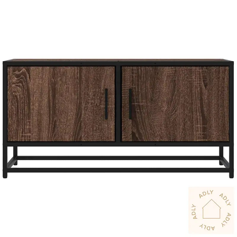 Tv-Benk Brun Eik 80X34,5X40 Cm Konstruert Tre Og Metall