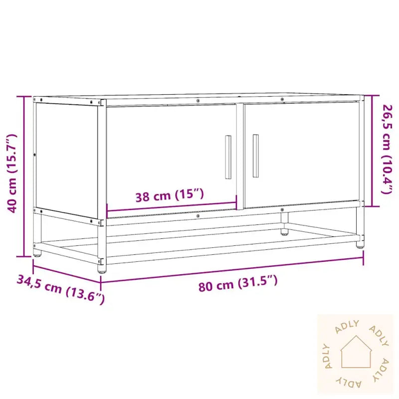 Tv-Benk Brun Eik 80X34,5X40 Cm Konstruert Tre Og Metall