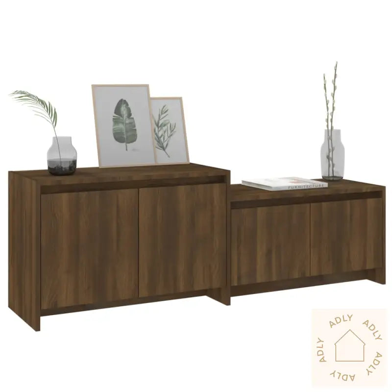 Tv-Benk Brun Eik 146,5X35X50 Cm Konstruert Tre
