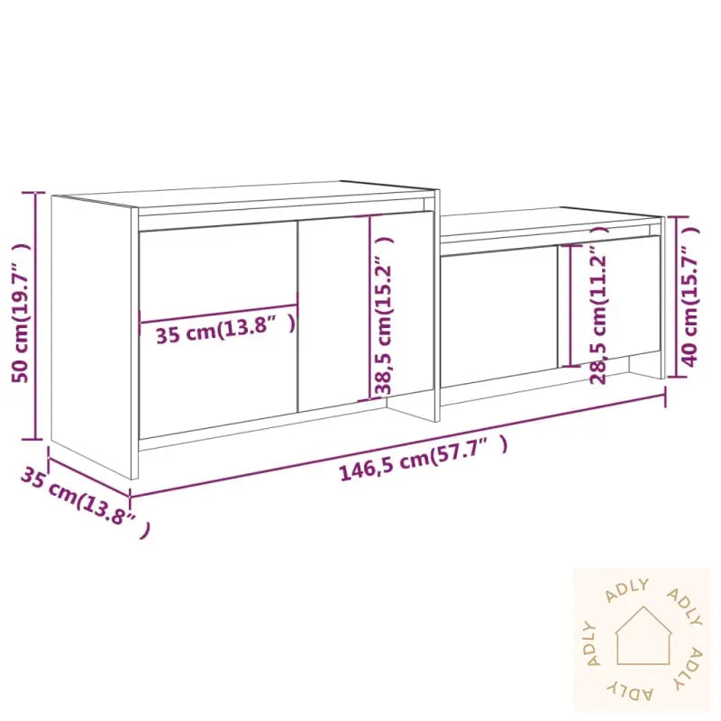 Tv-Benk Brun Eik 146,5X35X50 Cm Konstruert Tre