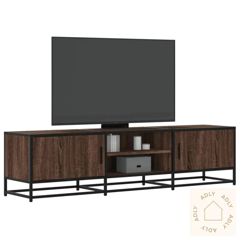 Tv-Benk Brun Eik 160X35X41 Cm Konstruert Tre Og Metall