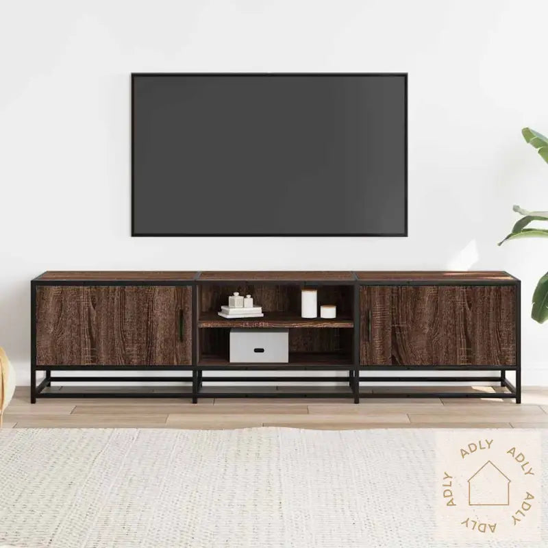 Tv-Benk Brun Eik 160X35X41 Cm Konstruert Tre Og Metall