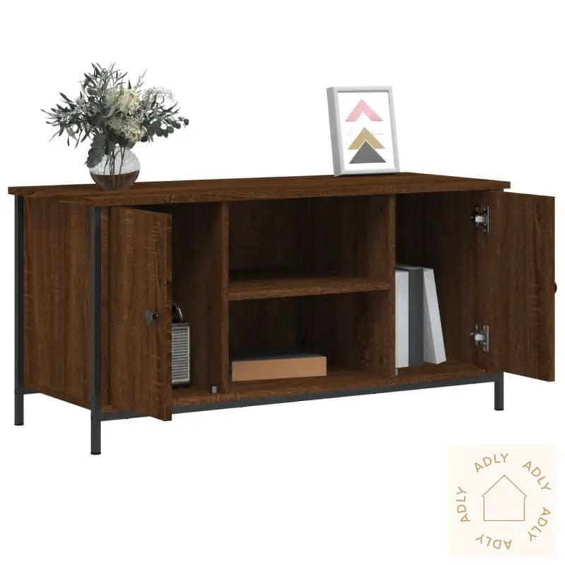 Tv-Benk Brun Eik 100X40X50 Cm Konstruert Tre