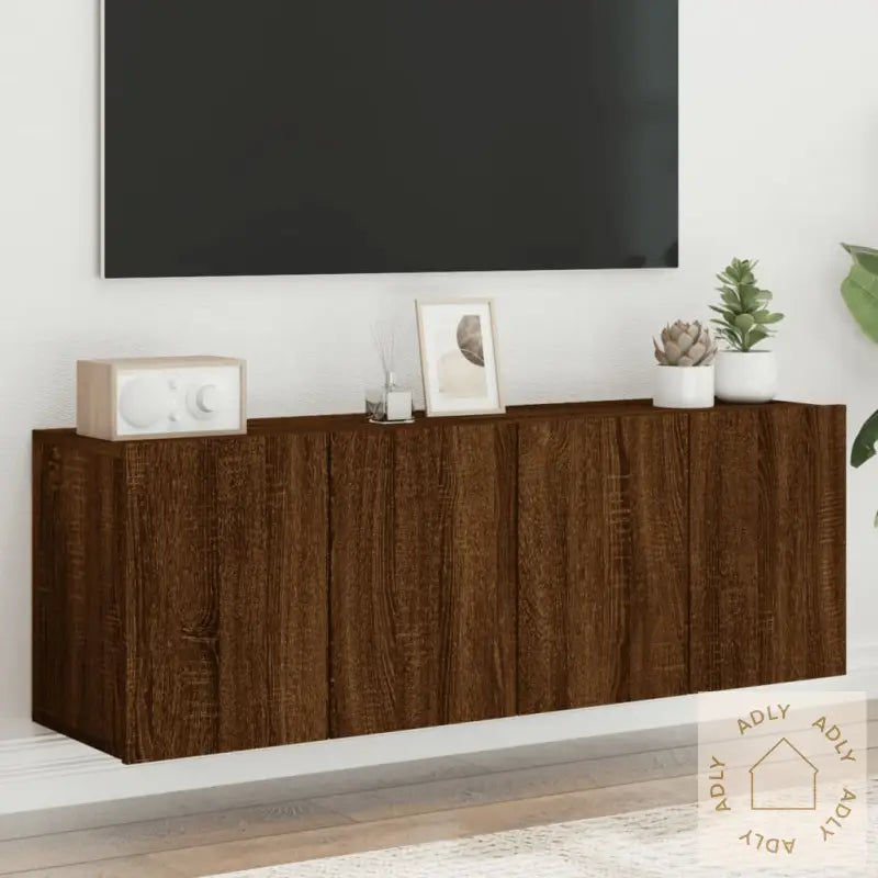 Veggmonterte Tv-Benker 2 Stk Brun Eik 60X30X41 Cm