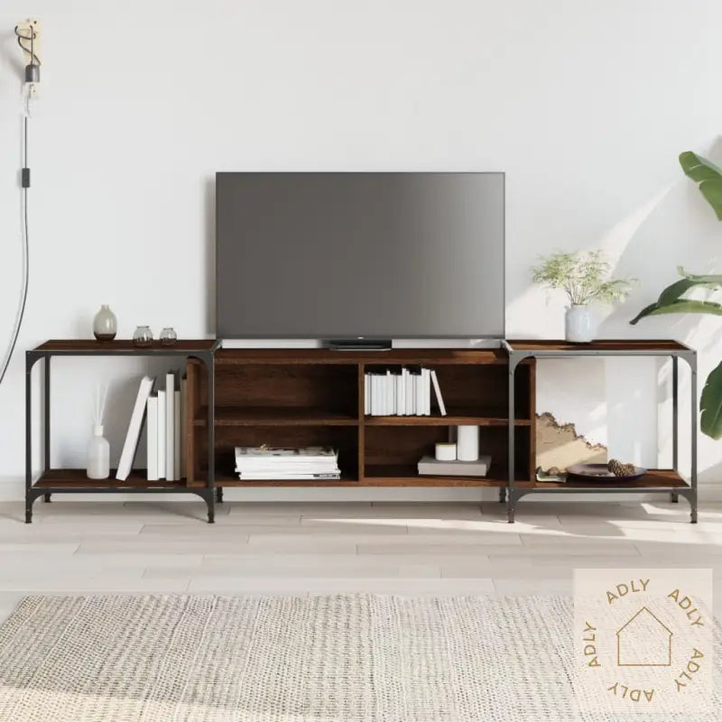 Tv-Benk Brun Eik 203X37X50 Cm Konstruert Tre