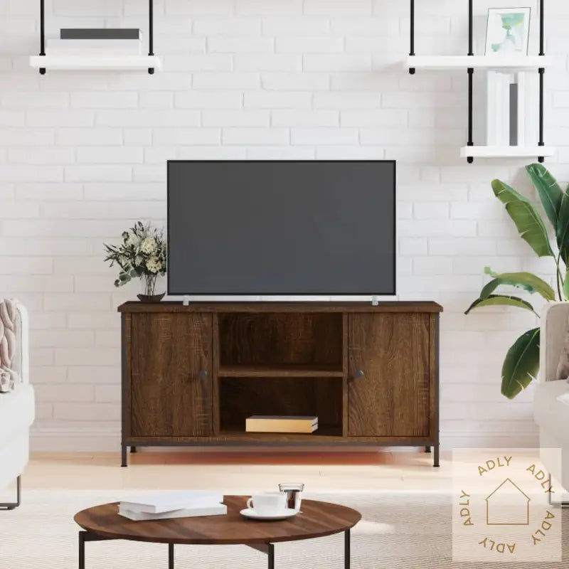 Tv-Benk Brun Eik 100X40X50 Cm Konstruert Tre
