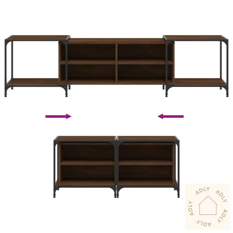 Tv-Benk Brun Eik 203X37X50 Cm Konstruert Tre