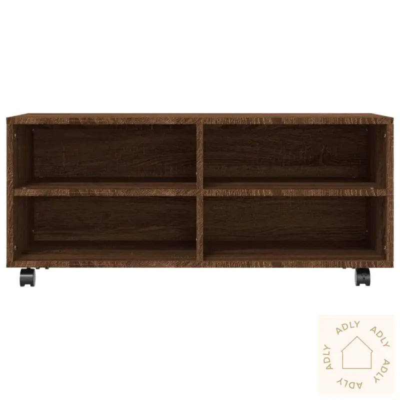 Tv-Benk Med Hjul Brun Eik 90X35X35 Cm Konstruert Tre