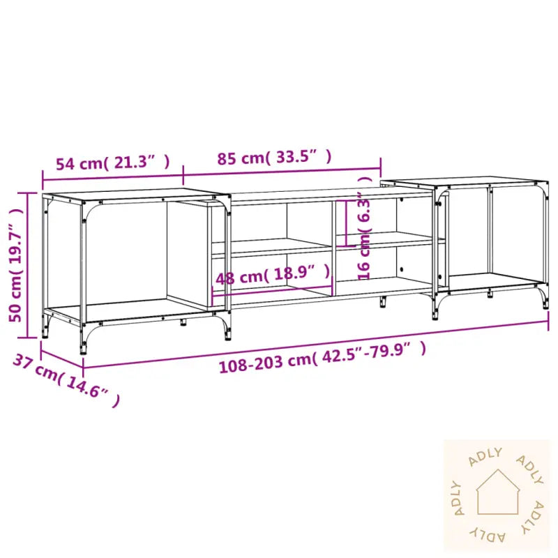 Tv-Benk Brun Eik 203X37X50 Cm Konstruert Tre