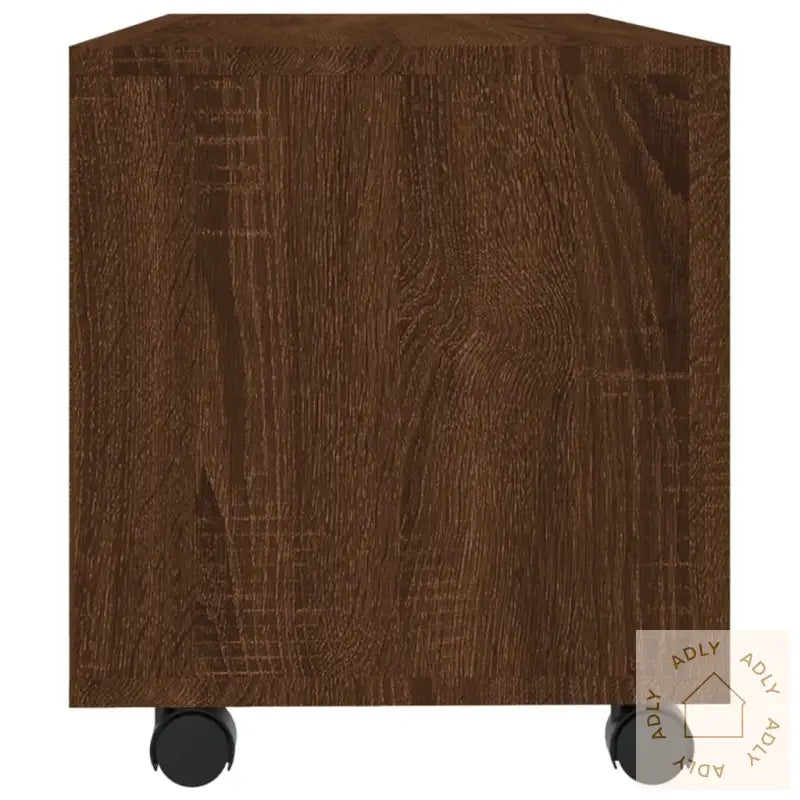 Tv-Benk Med Hjul Brun Eik 90X35X35 Cm Konstruert Tre