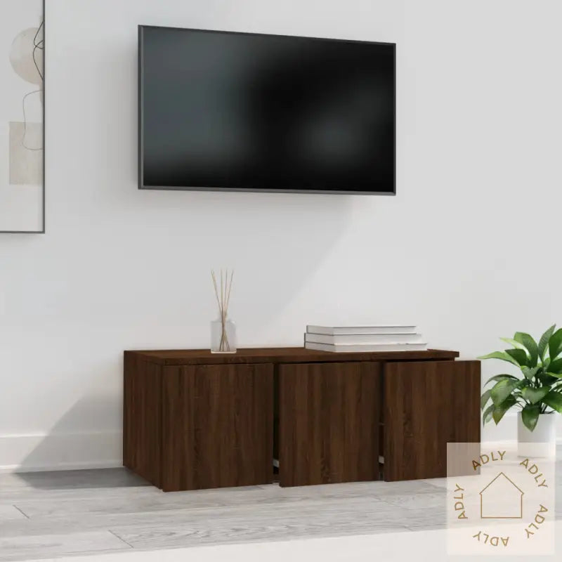 Tv-Benk Brun Eik 80X34X30 Cm Konstruert Tre