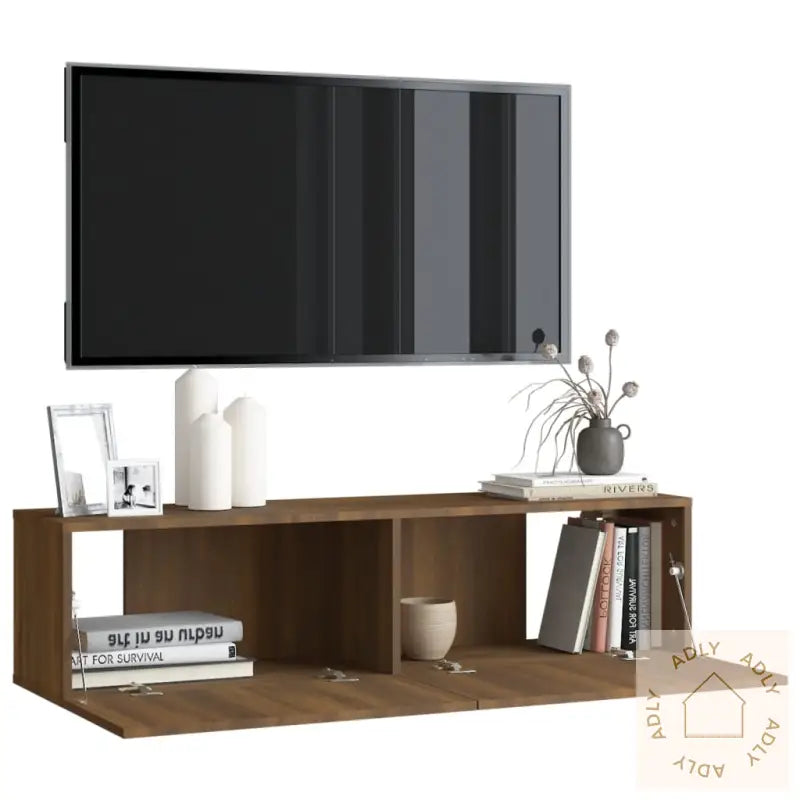 Tv-Benk Brun Eik 120X30X30 Cm Konstruert Tre