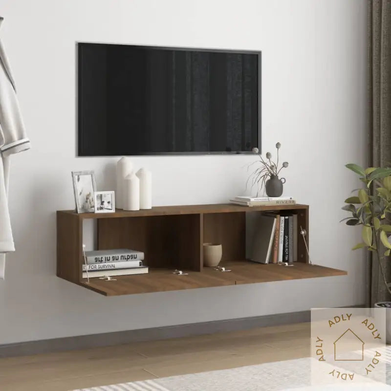 Tv-Benk Brun Eik 120X30X30 Cm Konstruert Tre