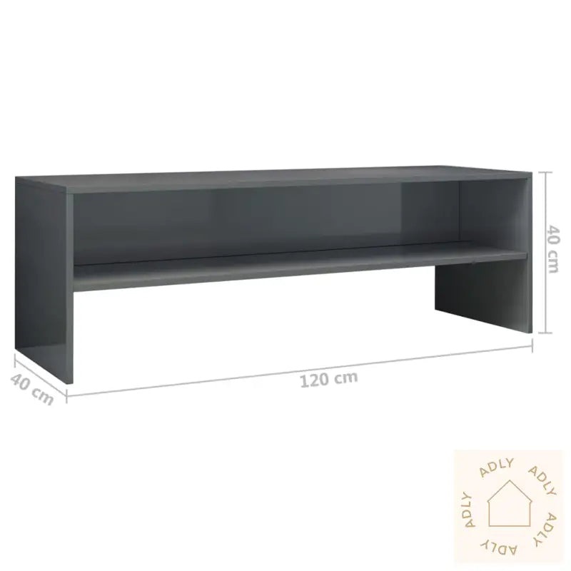 Tv-Benk Høyglans Grå 120X40X40 Cm Konstruert Tre