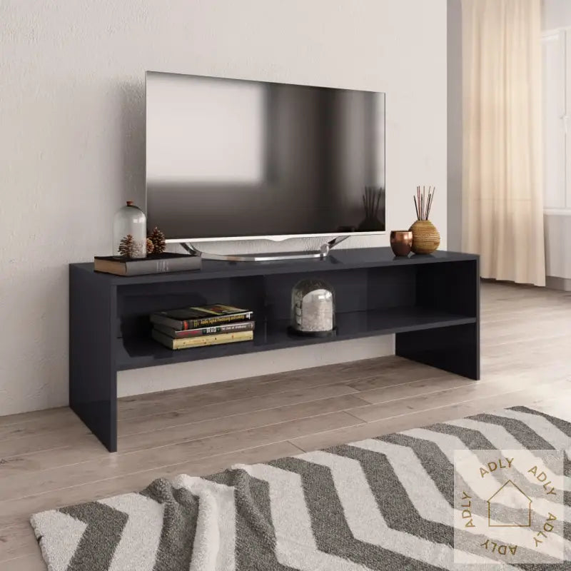 Tv-Benk Høyglans Grå 120X40X40 Cm Konstruert Tre