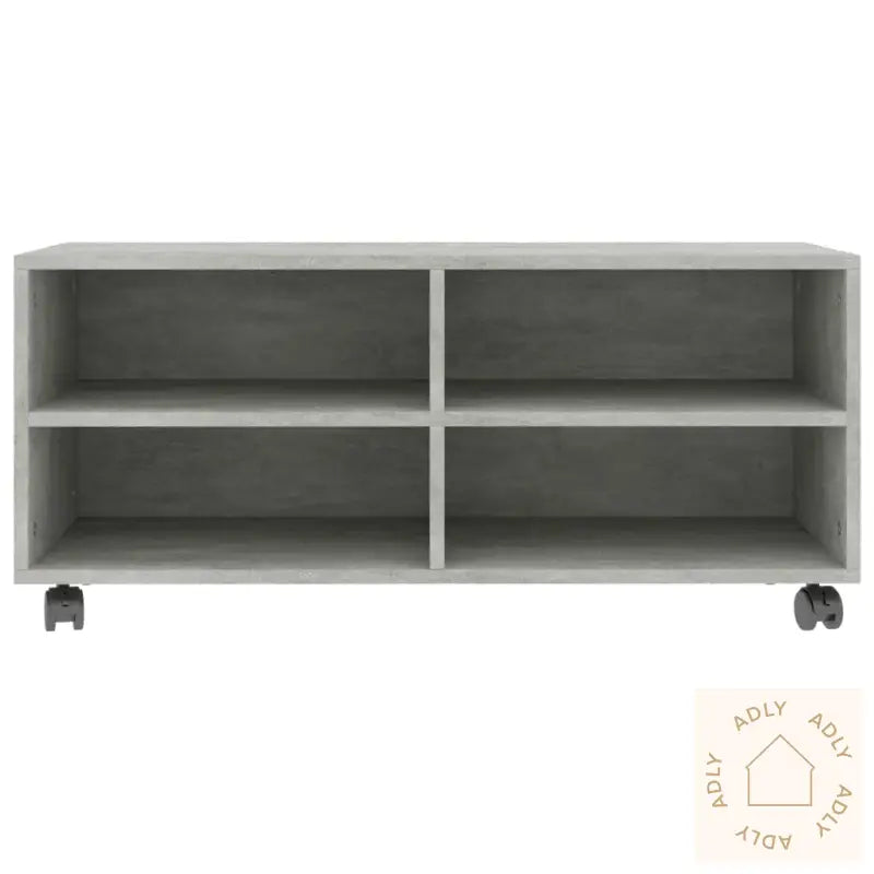 Tv-Benk Med Hjul Betonggrå 90X35X35 Cm Konstruert Tre