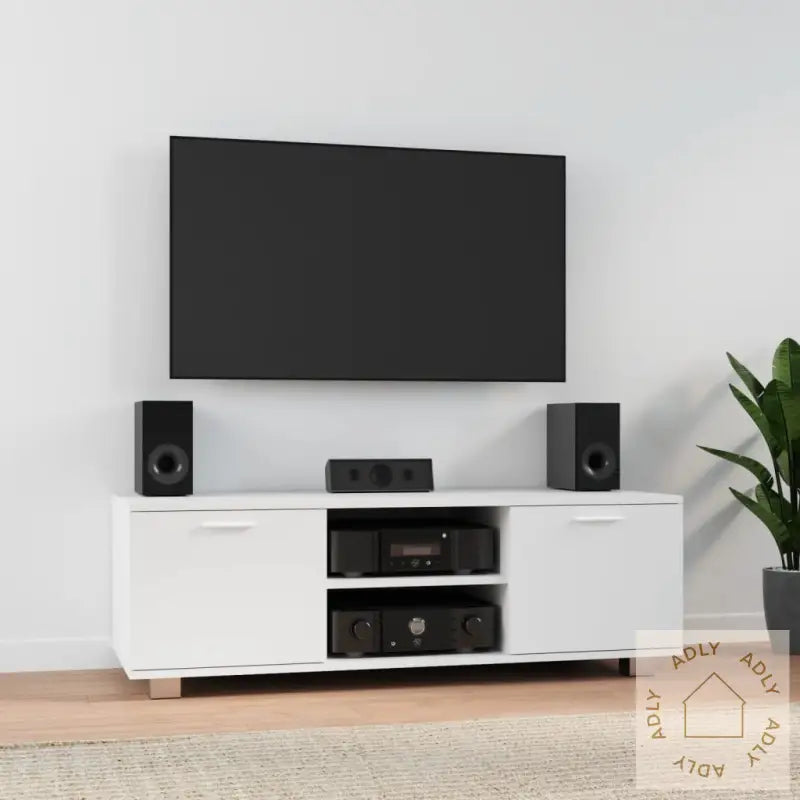 Tv-Benk Hvit 120X40,5X35 Cm Konstruert Tre
