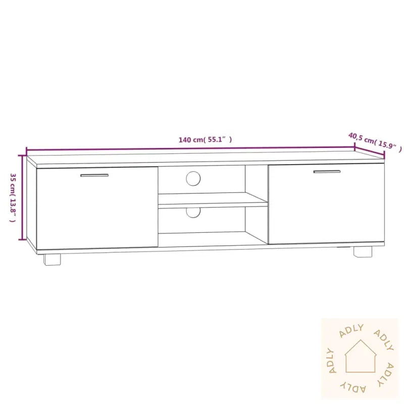 Tv-Benk Hvit 140X40,5X35 Cm Konstruert Tre