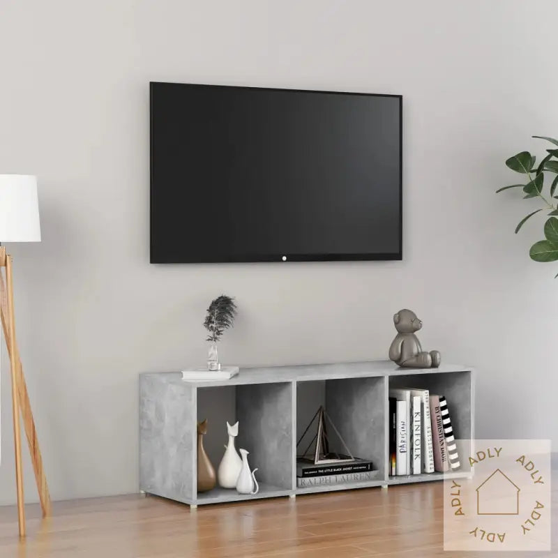 Tv-Benk Betonggrå 107X35X37 Cm Konstruert Tre