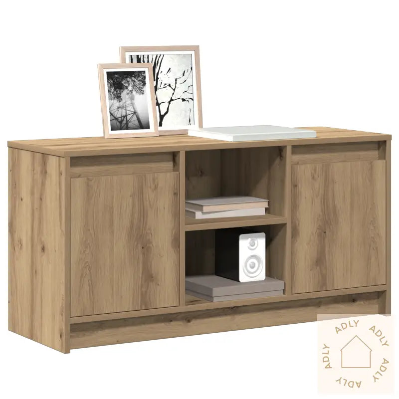 Tv-Skap Med Led-Lys I Artisan Eik, 100X34X50 Cm, Laget Av Konstruert Tre.