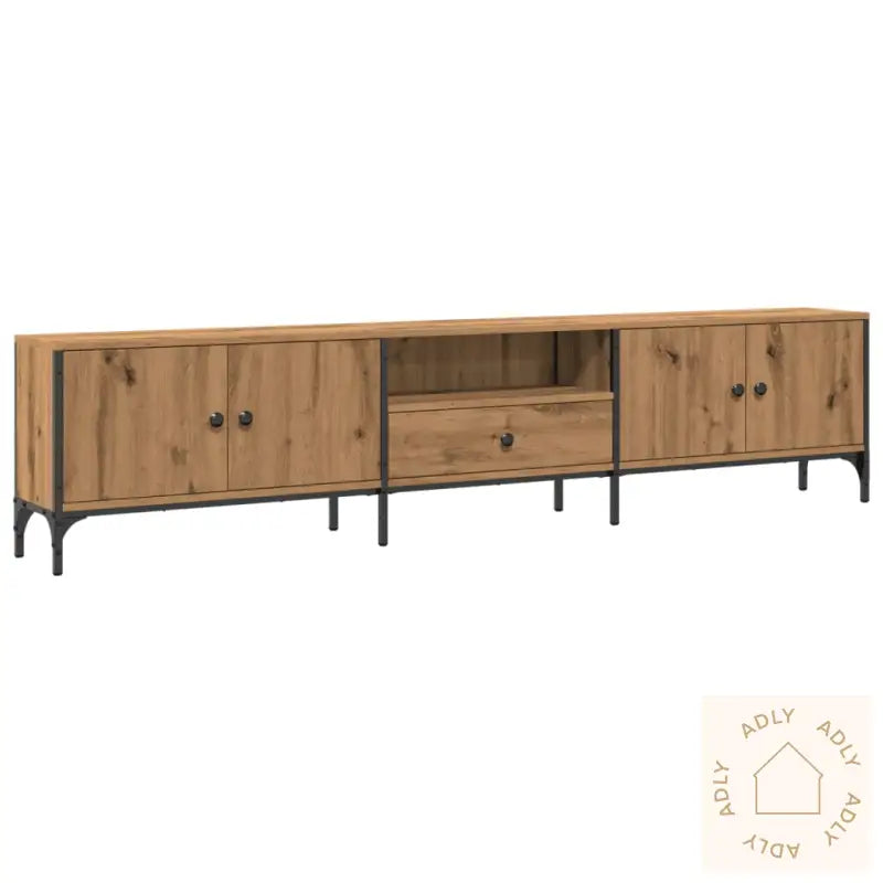 Tv-Benk Med Skuff Artisan Eik 200X25X44 Cm Konstruert Tre