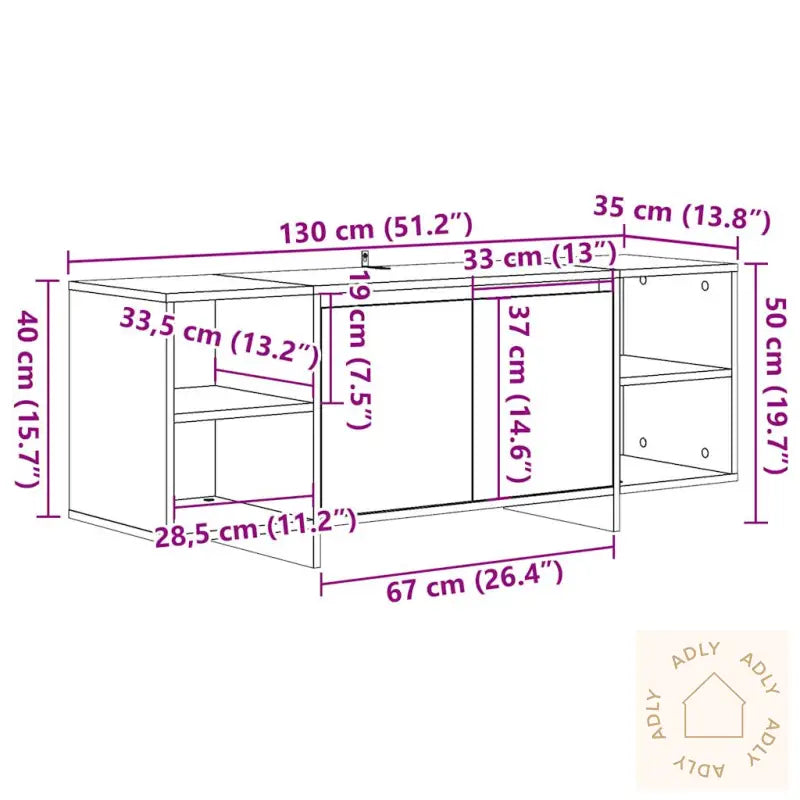 Tv-Benk Artisan Eik 130X35X50 Cm Konstruert Tre
