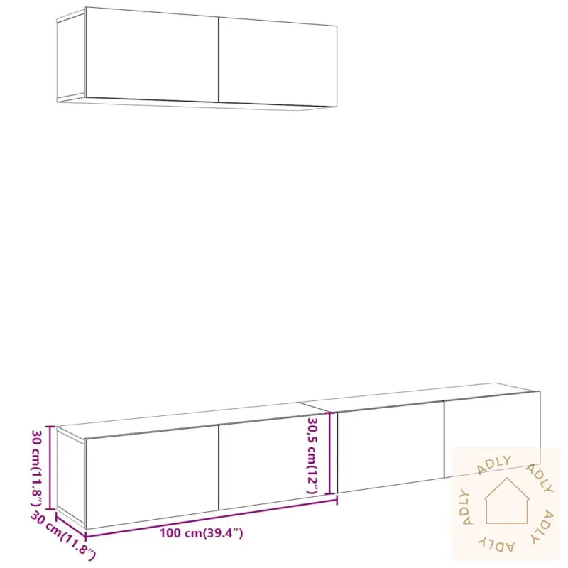 Vegghengt Tv-Benker 3Stk Artisan Eik 100X30X30Cm Konstruert Tre