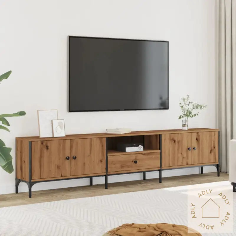 Tv-Benk Med Skuff Artisan Eik 200X25X44 Cm Konstruert Tre