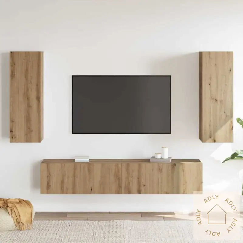 4-Delers Tv-Skapsett Artisan Eik Konstruert Tre