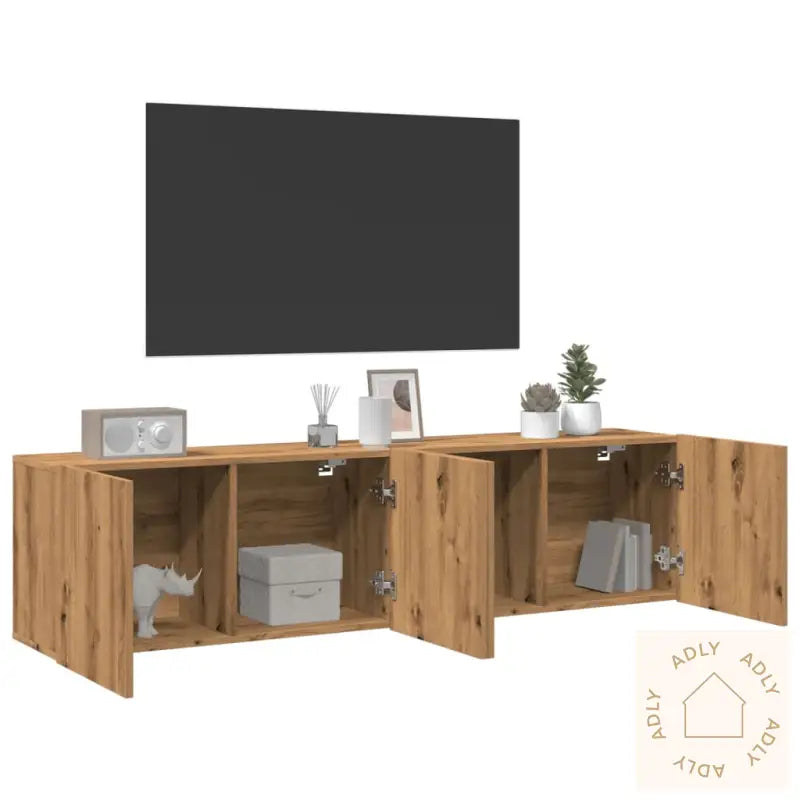 Veggmonterte Tv-Benker 2 Stk Artisan Eik 80X30X41 Cm