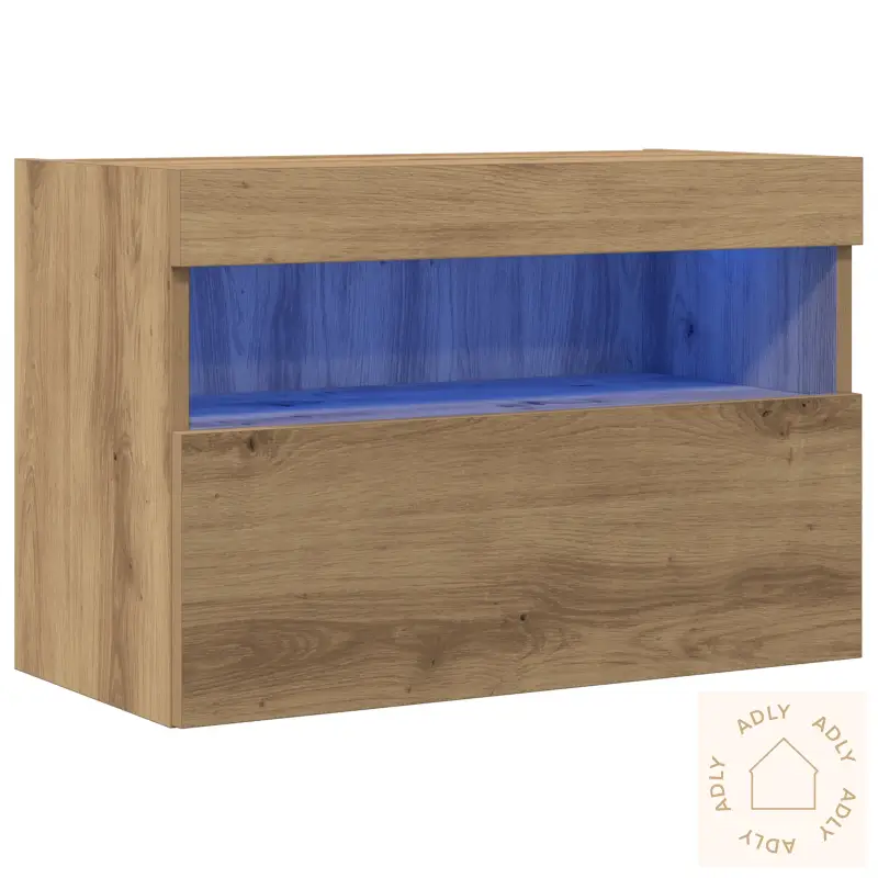 Tv Veggskap Med Led Lys Artisan Eik 60X30X40 Cm