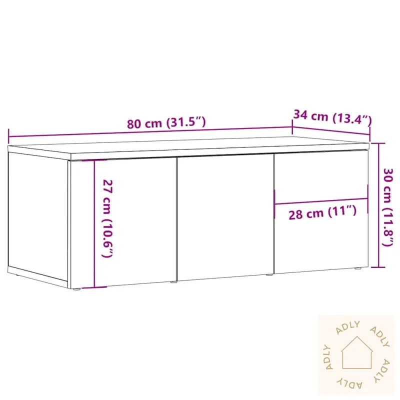 Tv-Benk Artisan Eik 80X34X30 Cm Konstruert Tre