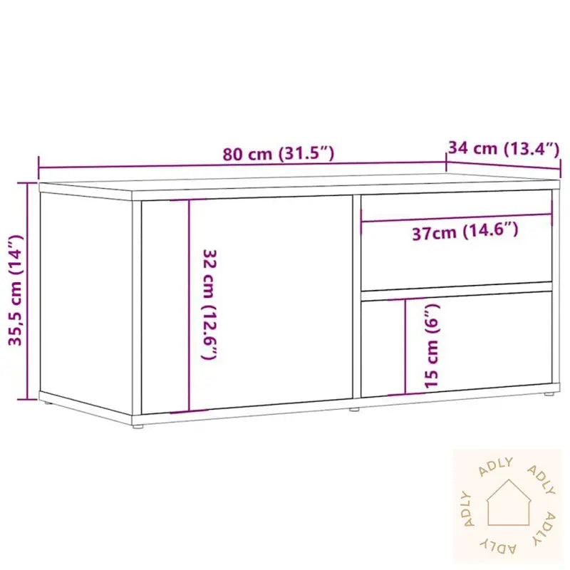 Tv-Benk Artisan Eik 80X34X35,5 Cm Konstruert Tre