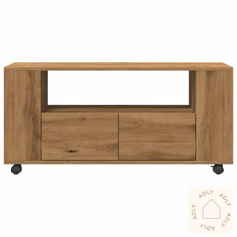 Tv-Benk Med Hjul Artisan Eik 102X34,5X43 Cm Konstruert Tre