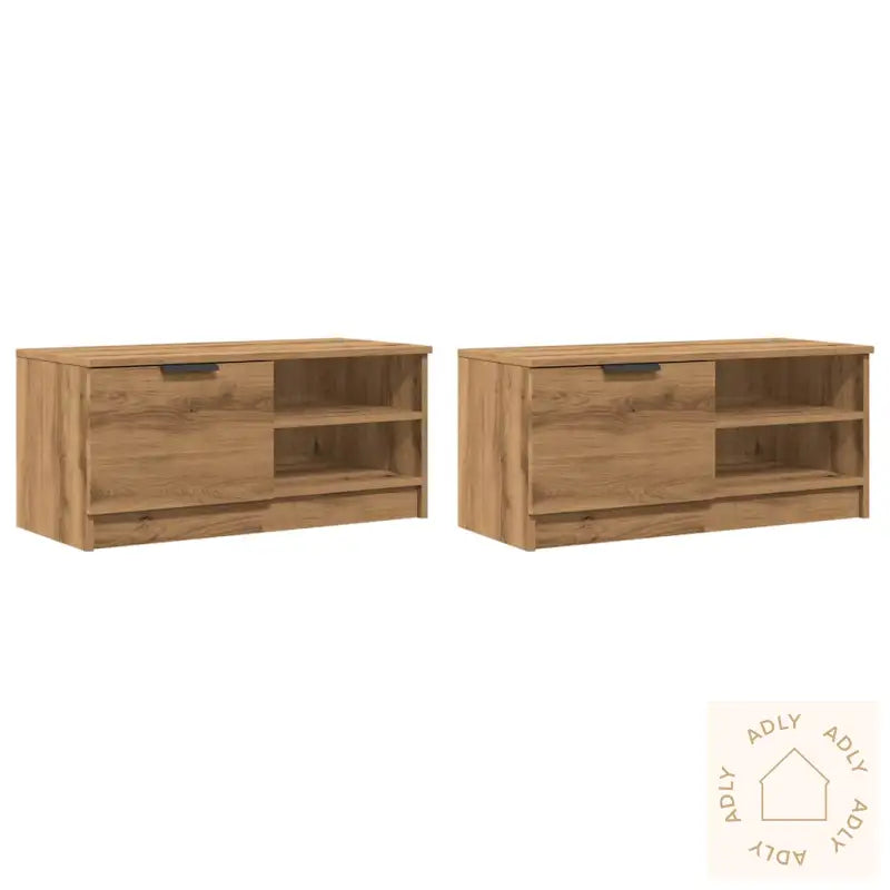 Tv-Benker 2 Stk Artisan Eik 80X35X36,5 Cm Konstruert Tre