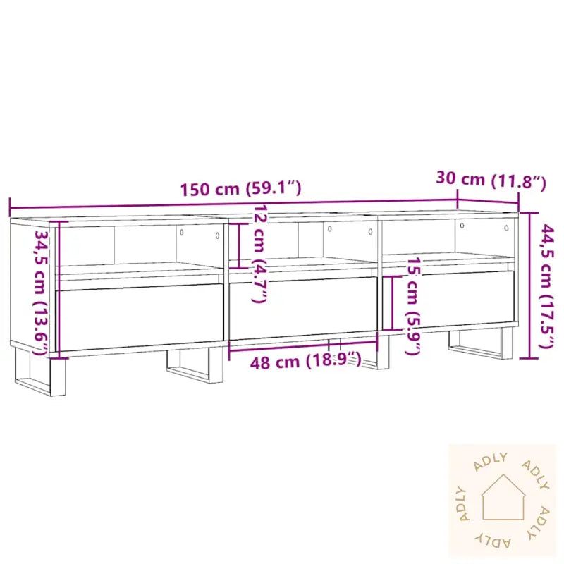 Tv-Benk Artisan Eik 150X30X44,5 Cm Konstruert Tre