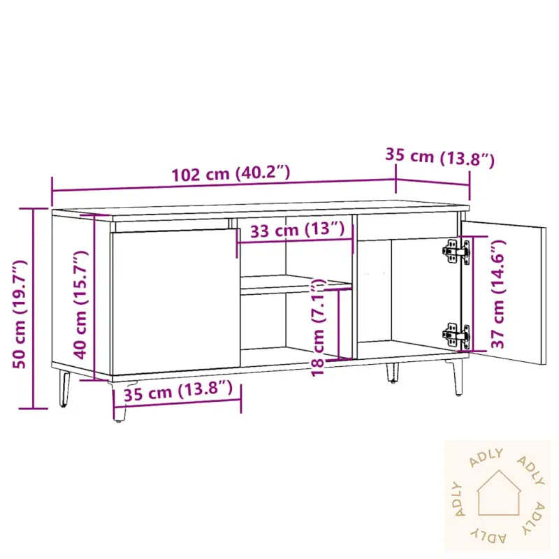 Tv-Benk Artisan Eik 102X35X50 Cm Konstruert Tre