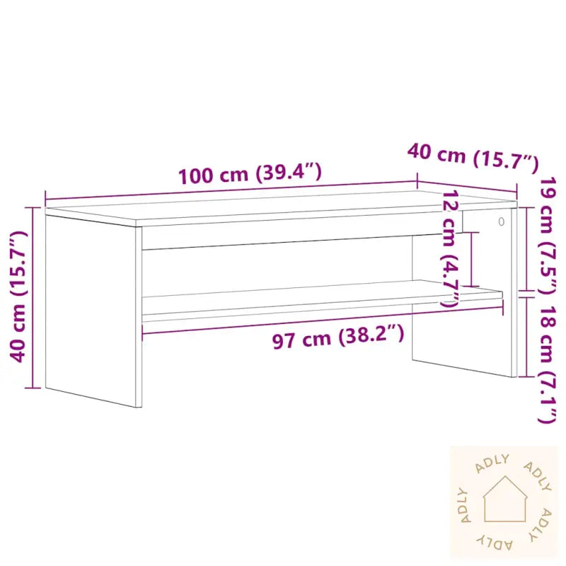 Tv-Benk Artisan Eik 100X40X40 Cm Konstruert Tre