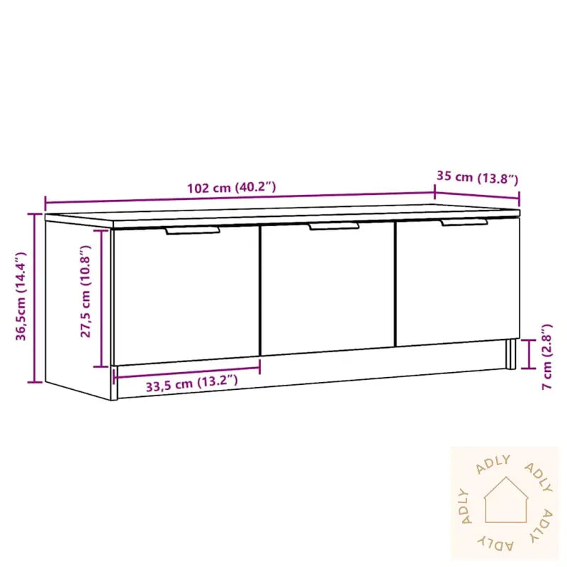 Tv-Benk Artisan Eik 102X35X36,5 Cm Konstruert Tre