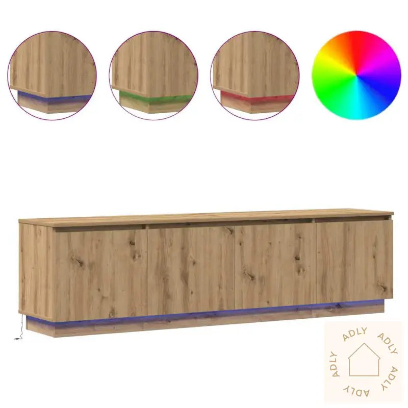 Tv Skap Med Led Artisan Eik 180X38X49 Cm Konstruert Tre