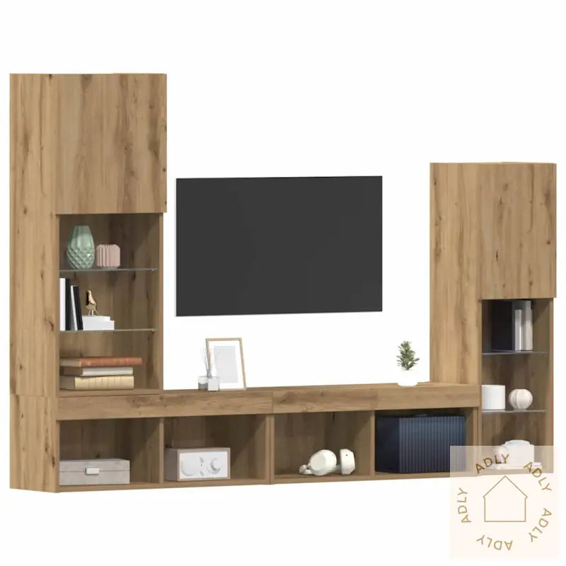 Tv-Skap Med Led-Lys Artisan Eik 40.5X30X102 Cm