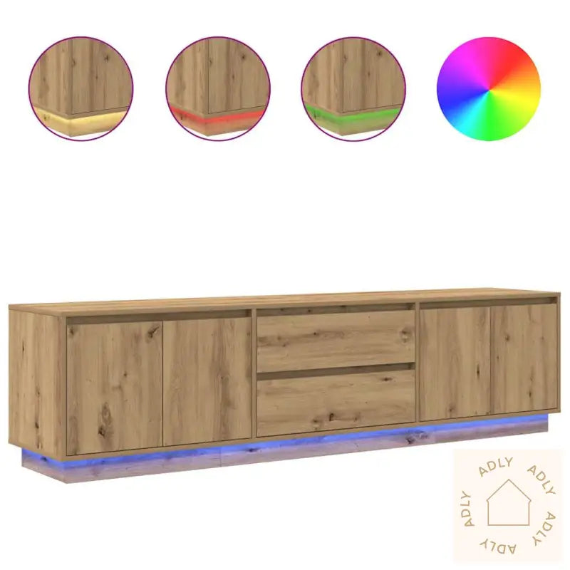 Tv-Benk Med Led-Lys Artisan Eik 193,5X41X50 Cm