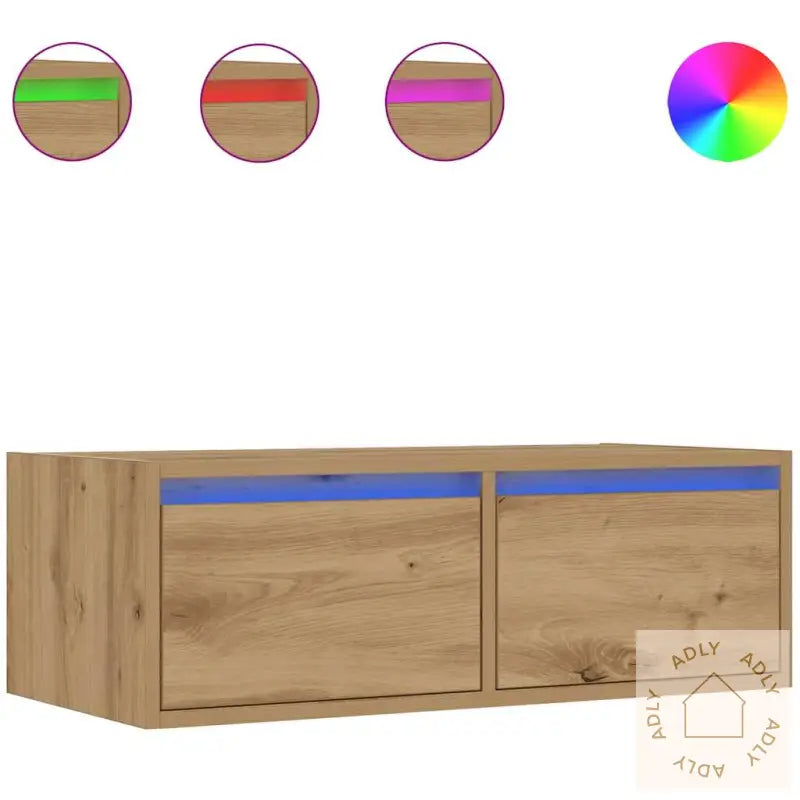 Tv-Benk Med Led-Lys Artisan Eik 75X35,5X25 Cm