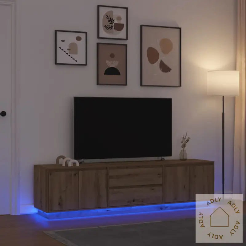 Tv-Benk Med Led-Lys Artisan Eik 193,5X41X50 Cm