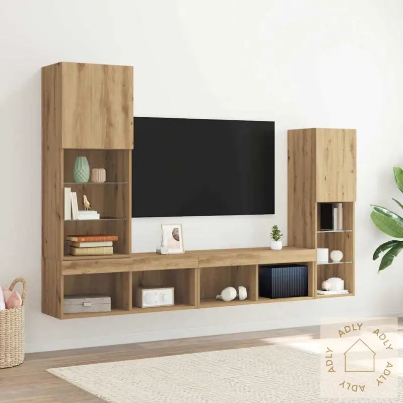 Tv-Skap Med Led-Lys Artisan Eik 40.5X30X102 Cm
